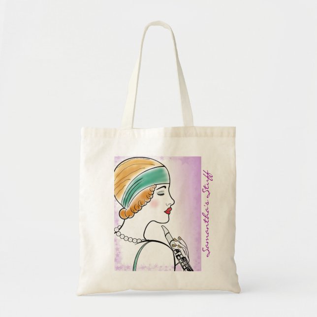 Tote Bag Madame d'art déco avec la coutume de pourpre de (Devant)