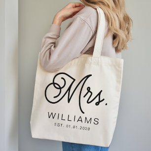 Tote Bag Madame Écriture Moderne Cadeau de Mariage Personna