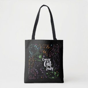 Tote Bag Madame folle Colorful Cartoon Pattern Gift de chat