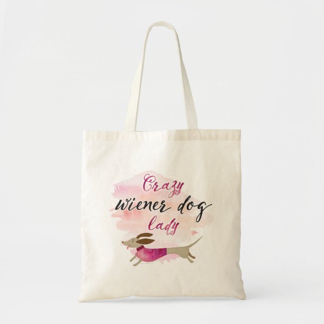 Tote Bag Madame folle de chien de saucisse (Devant)