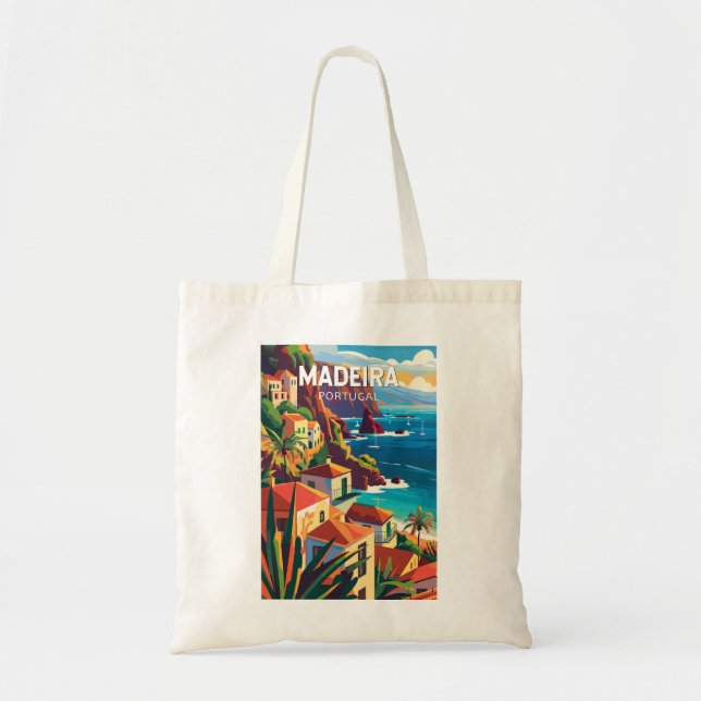 Tote Bag Madeira Portugal Travel Art Vintage (Devant)