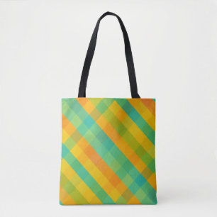 Tote Bag Madras Check Revival - Vibrant Diagonal Plaid Four