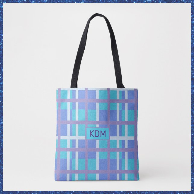 Tote Bag Madras moderne violet bleu (Créateur téléchargé)