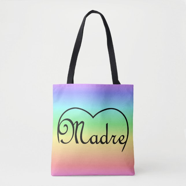 Tote Bag Madre Italien Mère coeur arc-en-ciel (Devant)