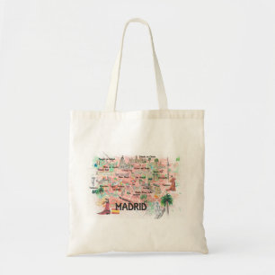 Tote Bag Madrid Espagne - Carte illustrée avec les princip