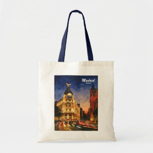 Tote Bag Madrid Espagne Gran Via Nuit Paysage Urbain Aquare