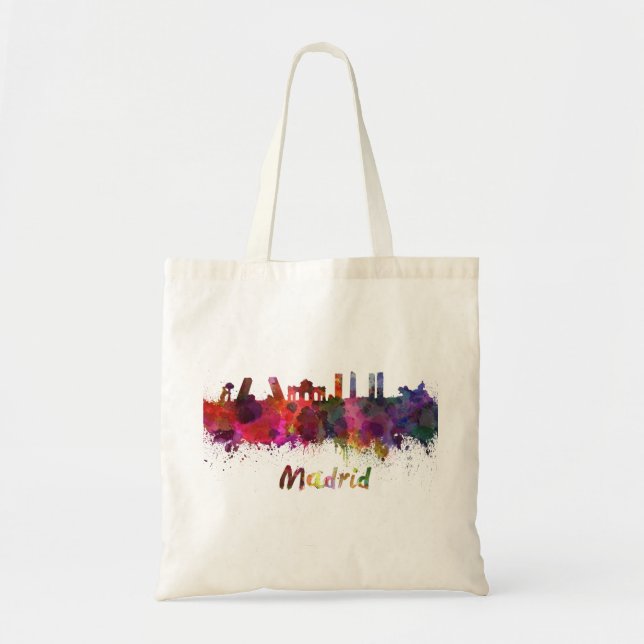 Tote Bag Madrid skyline in watercolor (Devant)