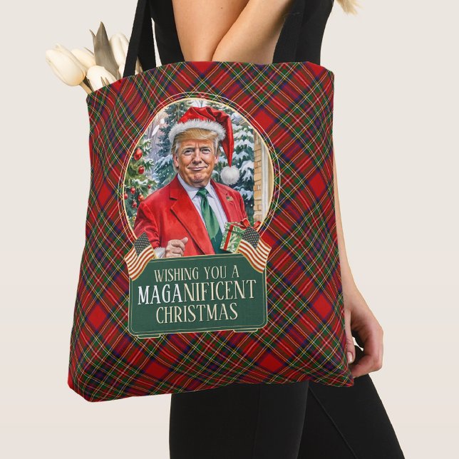Tote Bag MAGA magnifique Noël Trump Tartan Shopping (Créateur téléchargé)