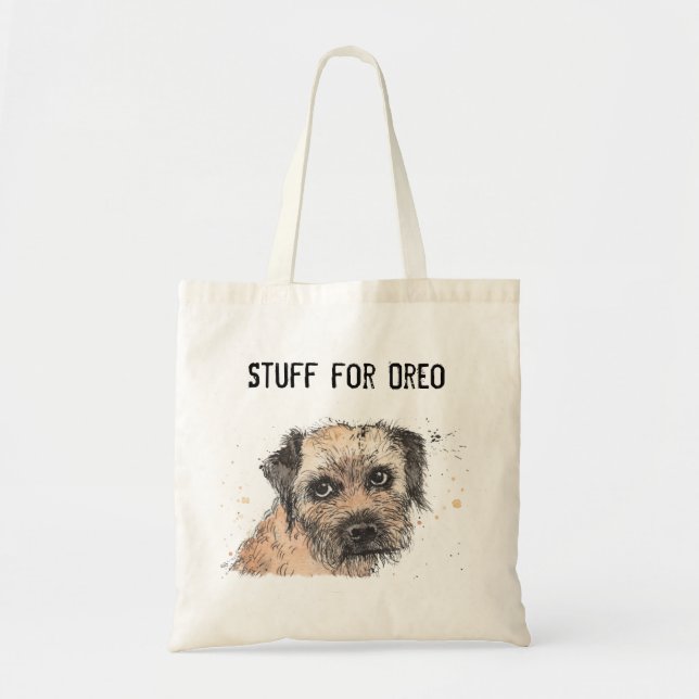 Tote Bag Magasin de Terrier frontalier drôle et mignon Four (Devant)