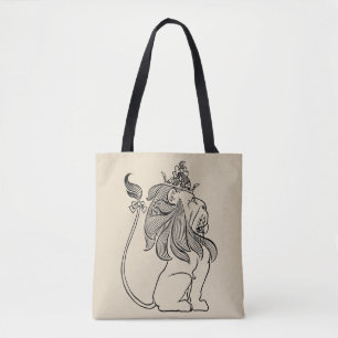 Tote Bag Mage de l'âge vintage Oz, Lion peureux avec couron