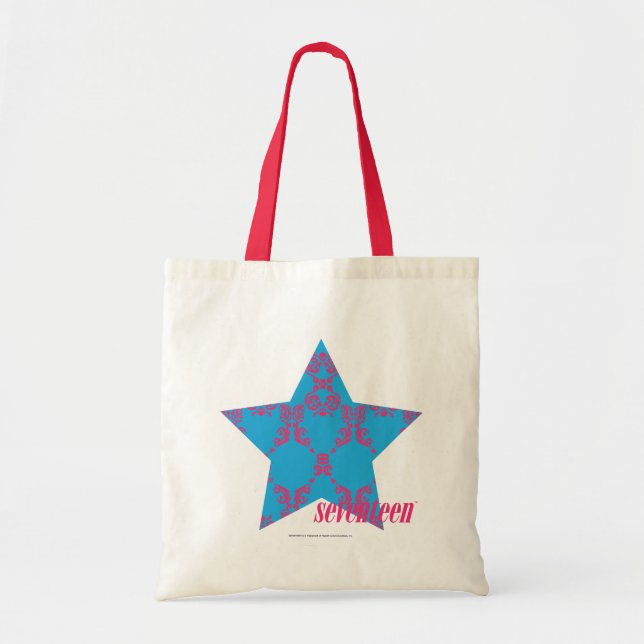 Tote Bag Magenta-Aqua 2 de damassé (Devant)