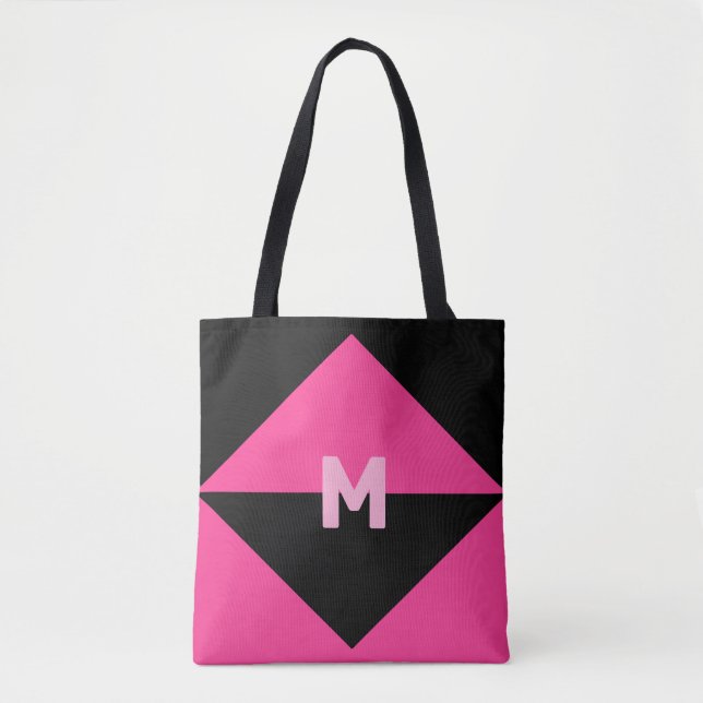 Tote Bag Magenta moderne et noir (Devant)