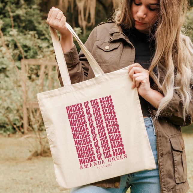 Tote Bag Magenta Retro Mère personnalisée de la mariée (Créateur téléchargé)