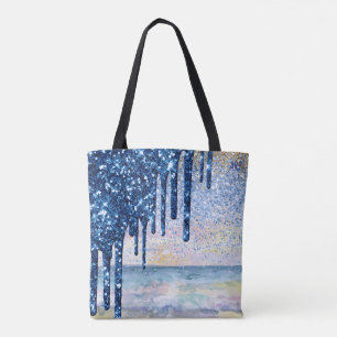 Tote Bag *~* Magic Beach Gold Blue DriParties scintillant