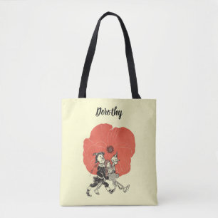 Tote Bag Magicien d'Oz vintage, Dorothy avec des fleurs de 
