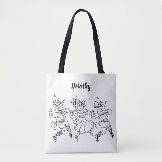 Tote Bag Magicien vintage d'Oz, mignonne Munchkins Dansant  (Devant)