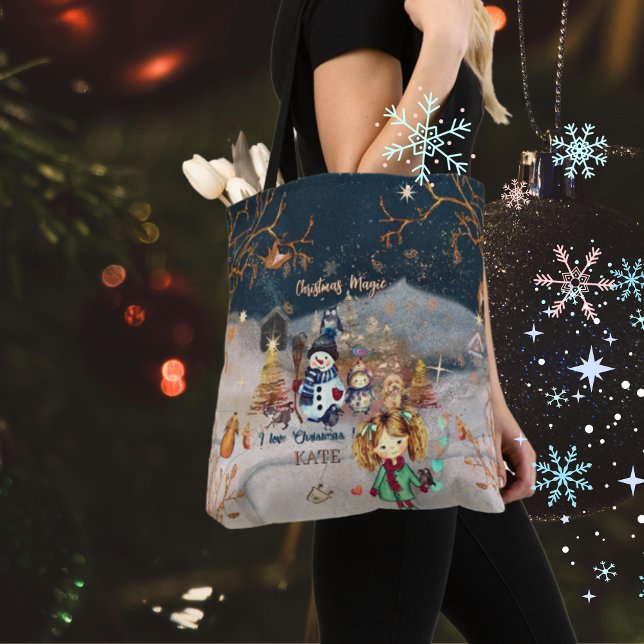 Tote Bag Magie de Noël avec personnages mignons Fourre-tout (Christmas Magic with cute Characters Tote)