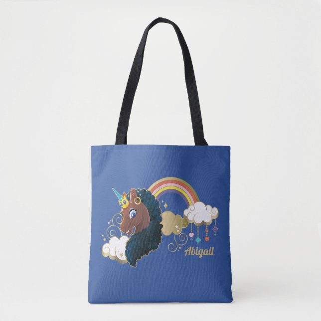 Tote Bag Magique Unicorn Arc en ciel et nuages Design (Devant)