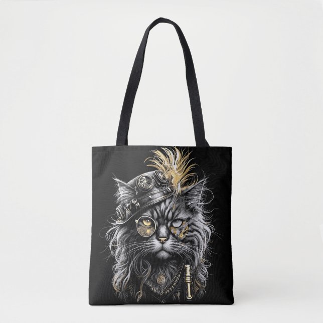Tote Bag Magnifique chat steampunk  (Devant)