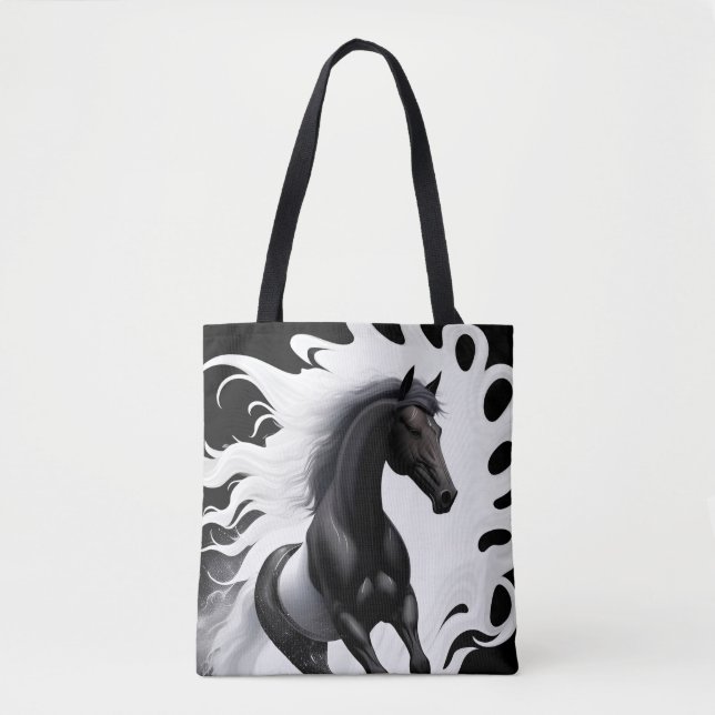Tote Bag Magnifique Cheval Noir (Devant)