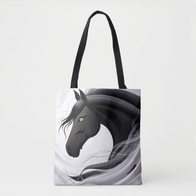 Tote Bag Magnifique Cheval Noir (Devant)