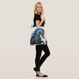 Tote Bag Magnifique étalon Steampunk bleu noir