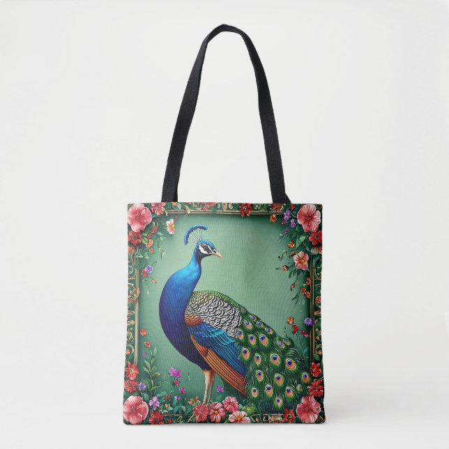 Tote Bag Magnifique fond de fleur de paon (Devant)