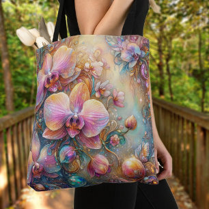 Tote Bag Magnifique jardin de fantaisie aux orchidées roses