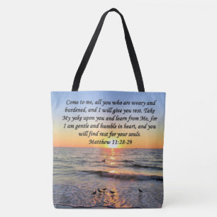 TOTE BAG MAGNIFIQUE MATTHEW 11:28 DESIGN PHOTO DE LEVER