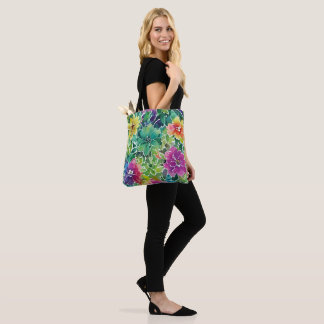 Tote Bag Magnifique motif de fleurs à l'aquarelle