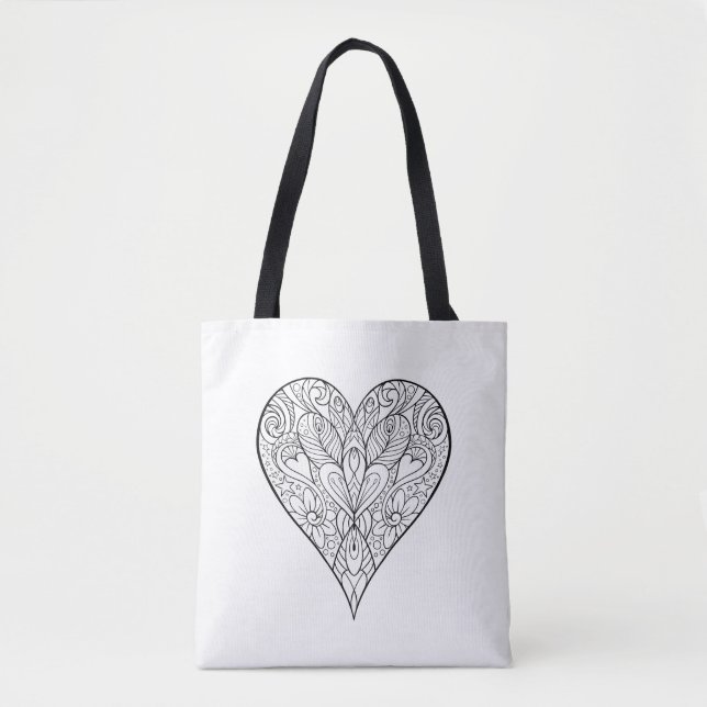 Tote Bag Magnifique Motif Mandala Heart Design (Devant)