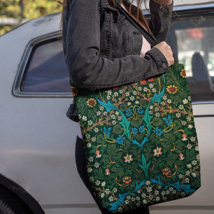 Tote Bag Magnifique William Morris Vert Bleu Rouge Floral
