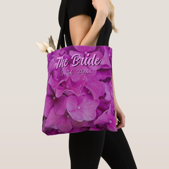Tote Bag Magnifiques hortensias roses floraux magenta rose  (De près)
