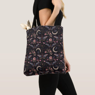 Tote Bag Magnifiques papillons fleurs et lunes motif