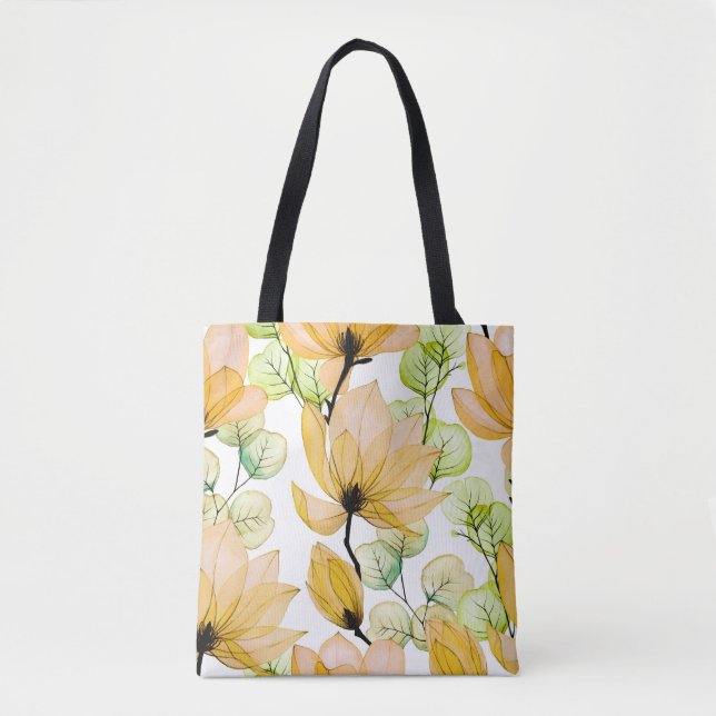 Tote Bag Magnolia Eucalyptus : Aquarelle Impression transpa (Devant)