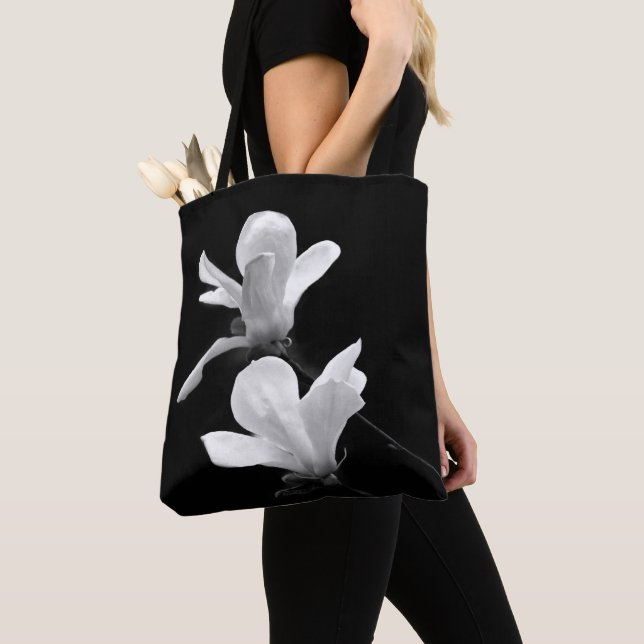 Tote Bag Magnolia noir et blanc (De près)