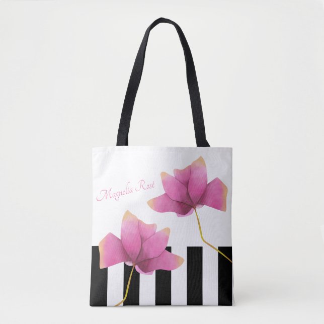 Tote Bag Magnolia Rosé Design Floral Moderne (Devant)