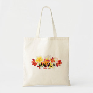 Tote Bag Mahalo Fleur de Plumeria Aquarelle Merci