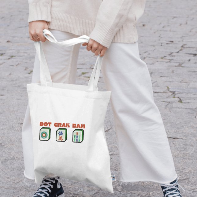 Tote Bag Mahjong Dot Crak Bam (Cute bag for Mahjong players that makes a great gift for tournaments, raffles and Mahjong parties!)