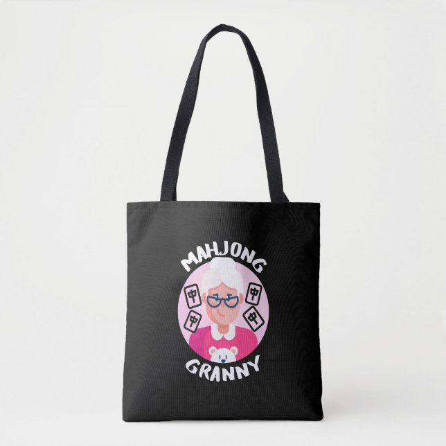 Tote Bag Mahjong Granny | Funny Mahjong (Devant)