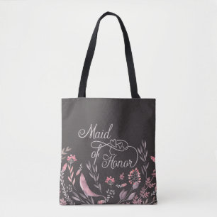Tote Bag "Maid of Honor" Mariage floral