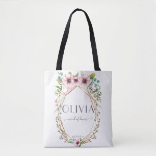 Tote Bag Maid of Honor Pretty Rose Anemone Flowers