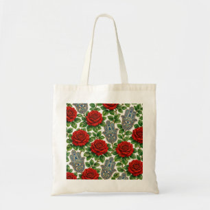 Tote Bag Main de Hamsa & Roses rouges Motif botanique du ma