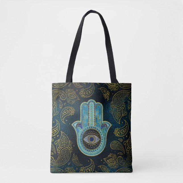 Tote Bag Main décorative de Hamsa avec l'arrière - plan de (Devant)