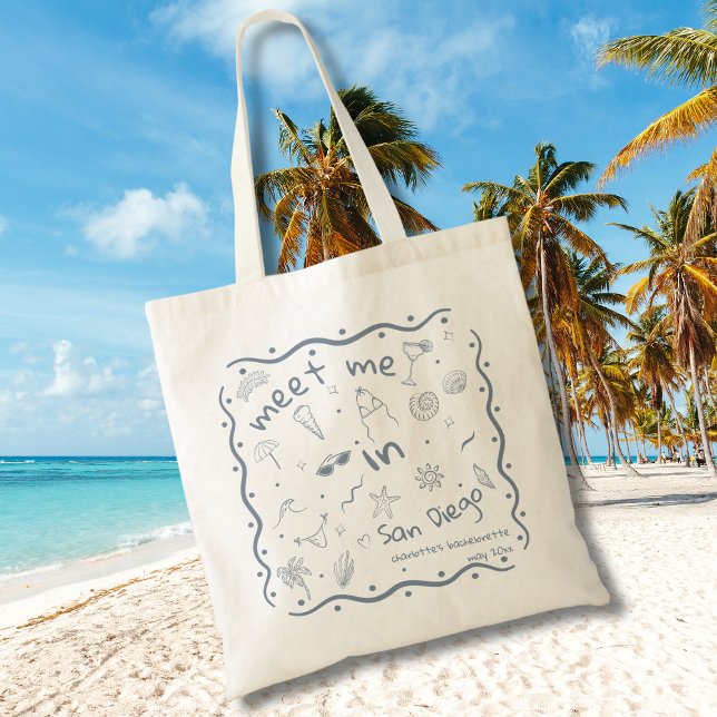 Tote Bag Main dessinée côtière Rencontre-moi à Bach Emplace (Créateur téléchargé)