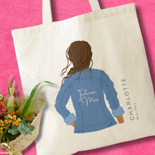 Tote Bag Main Drawn Denim Veste Brown cheveux Futur Mme.