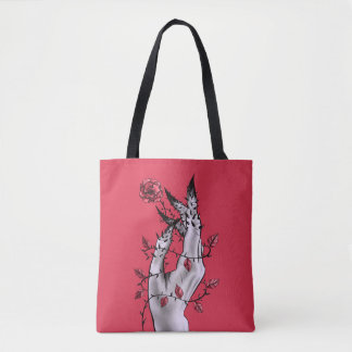 Tote Bag Main Horreur avec Imaginaire foncé gothique Rose