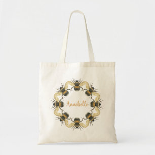 Tote Bag Main peinte Guirlande D'Abeille Personnaliser