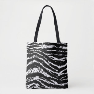 Tote Bag Main Tirée Abstraite Deux couleurs Zebra Stripes R