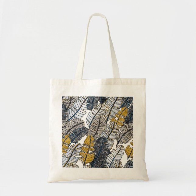 Tote Bag Main tirée : Feuilles tropicaux (Devant)